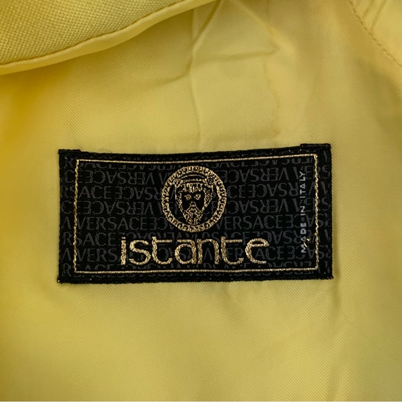 Vintage 90s Istante Versace Bright Yellow Silk Jacket Medusa Button sz 42 - Picture 14 of 16